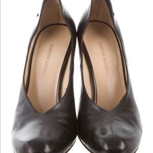 Black leather Costume National round-toe pumps